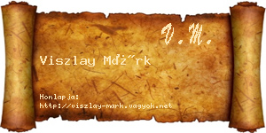 Viszlay Márk névjegykártya